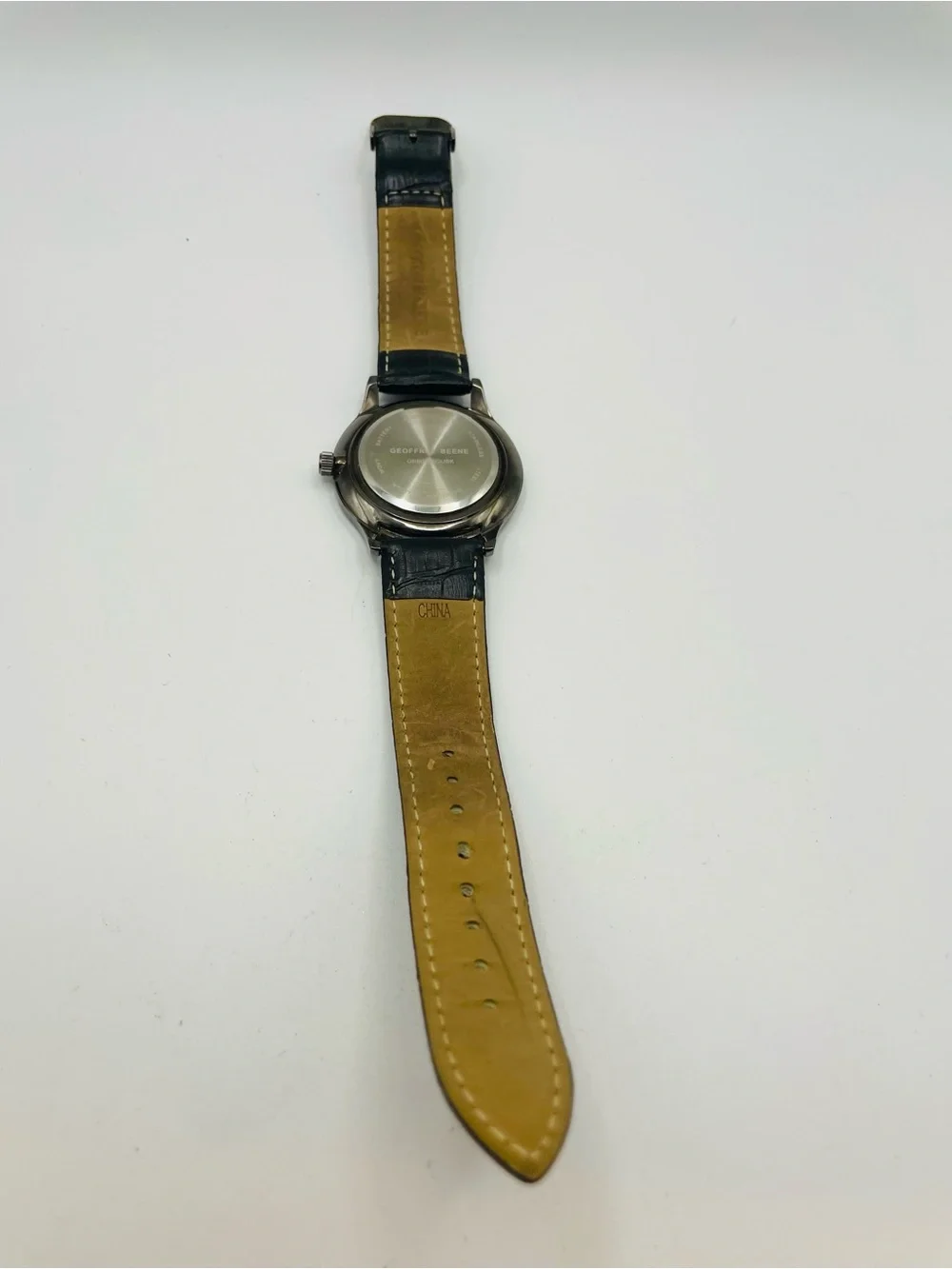 Geoffrey Beene Silver Dial Men’s Watch with Black Croc Strap